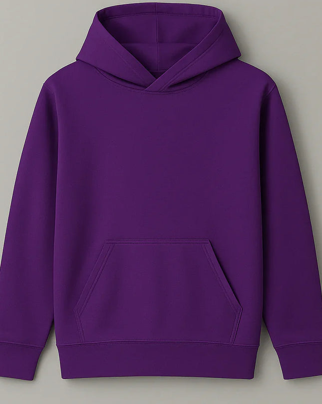 Felpa viola con cappuccio doppio e polsini elasticizzati