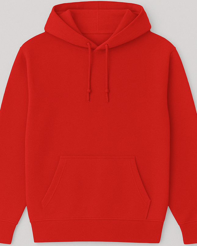 Felpa rossa da uomo e donna con tasche e cappuccio