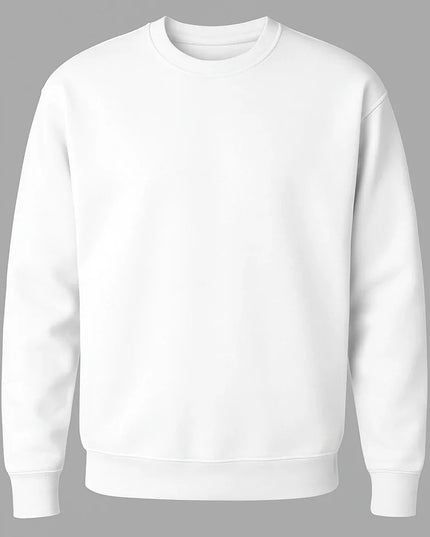 Felpa girocollo bianca unisex in cotone e poliestere