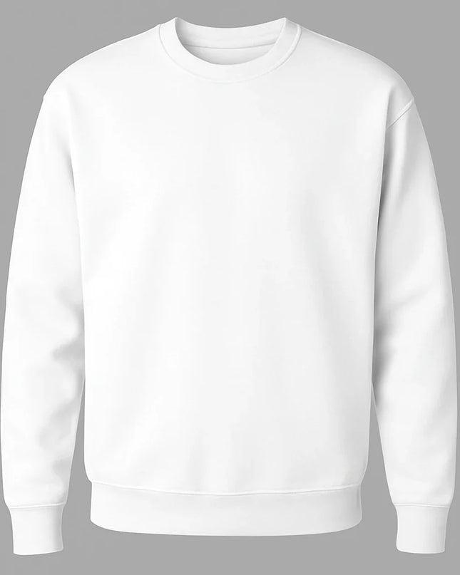 Felpa girocollo bianca unisex in cotone e poliestere