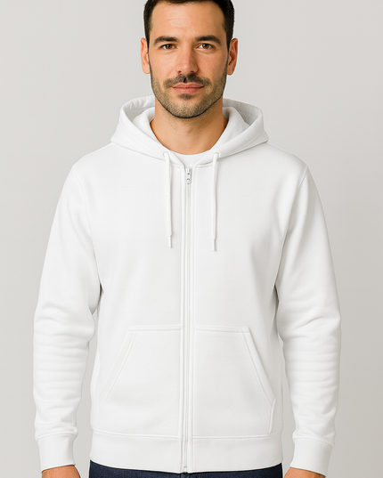 Felpa con Cappuccio e Zip – Unisex, Foderata, Tasche Frontali