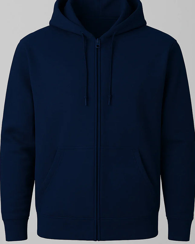 Felpa navy blu con cappuccio e zip frontale