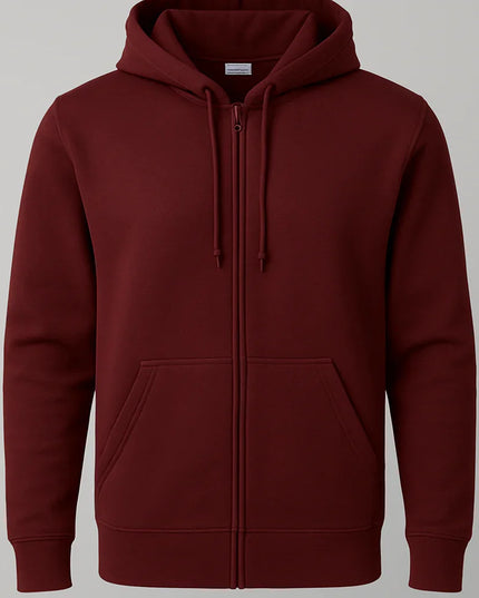 Felpa bordeaux con tasche frontali e cappuccio doppio strato