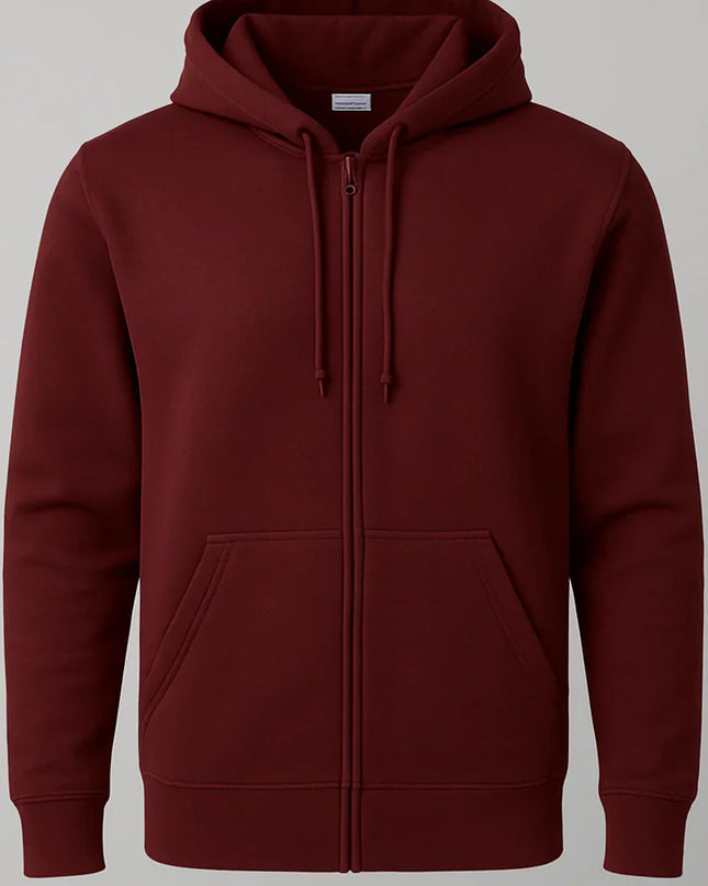 Felpa bordeaux con tasche frontali e cappuccio doppio strato