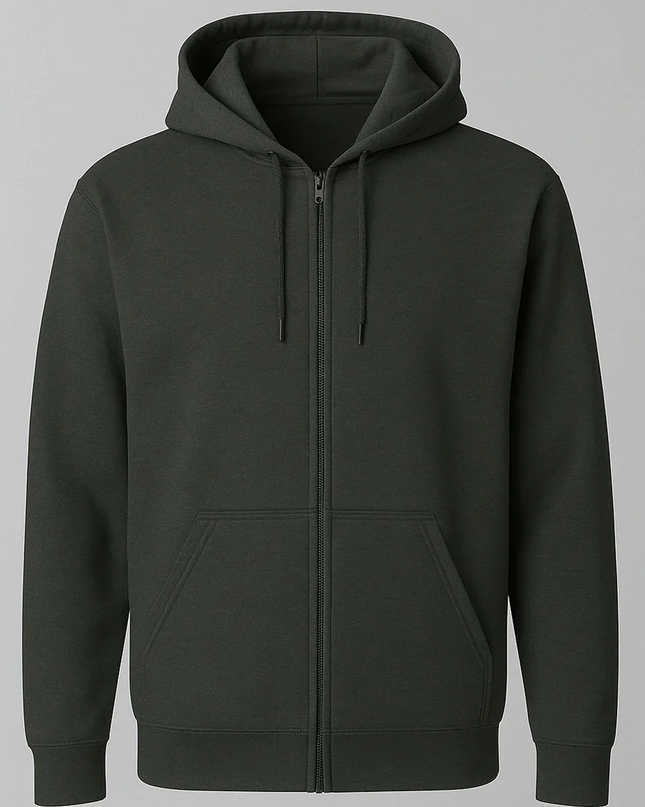 Felpa grafite scura con zip frontale e trattamento antipilling
