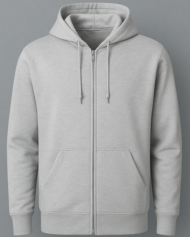 Felpa grigio melange da uomo e donna con zip integrale