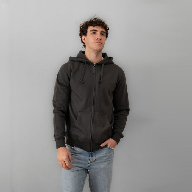 felpa con zip unisex grafite davanti