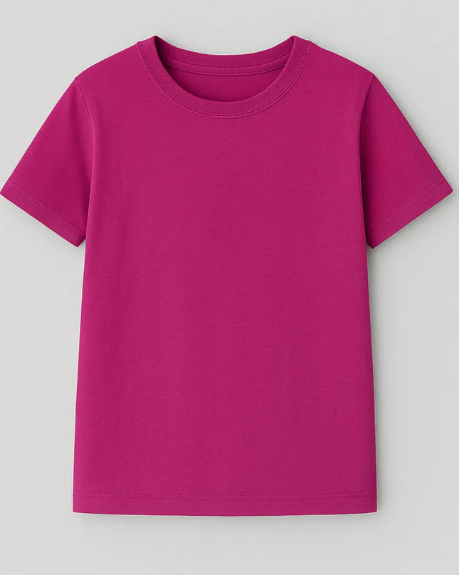 T-shirt fucsia per bambina, morbida e resistente, ideale per scuola e tempo libero