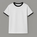 T-shirt bianca uomo con colletto e maniche blu navy a contrasto