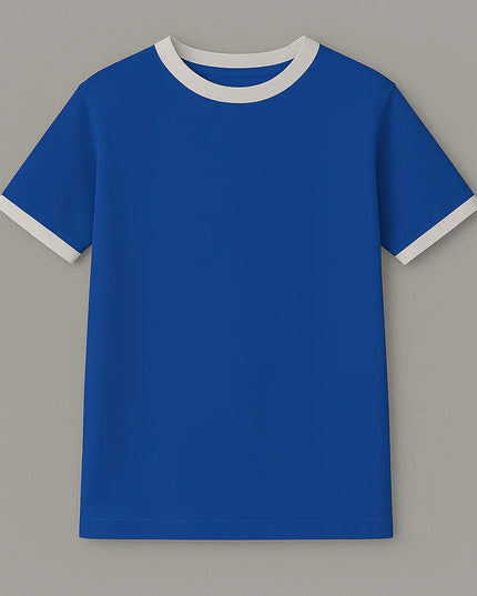 T-shirt royal blue da uomo con colletto bianco a contrasto