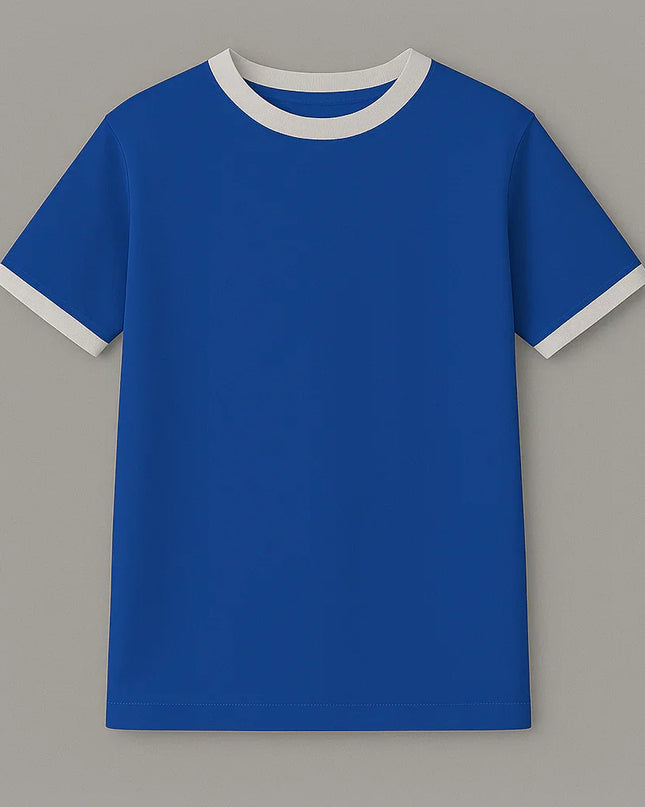 T-shirt royal blue da uomo con colletto bianco a contrasto