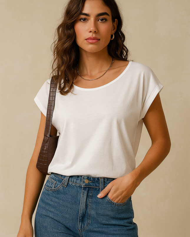 T-shirt Donna Casual Estiva – Taglio Stilizzato con Cuciture Rinforzate