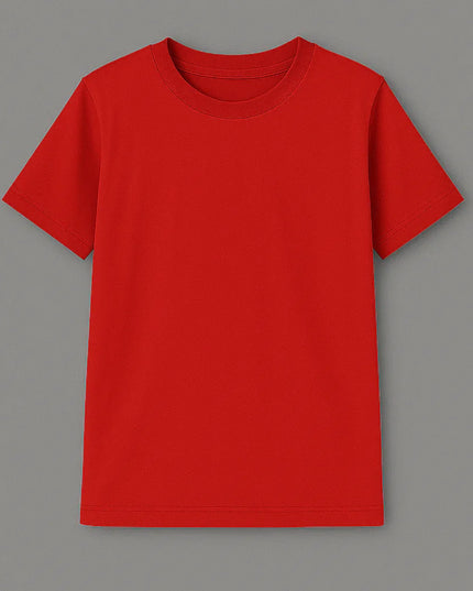 T-shirt rossa da donna con collo a costina e maniche stilizzate
