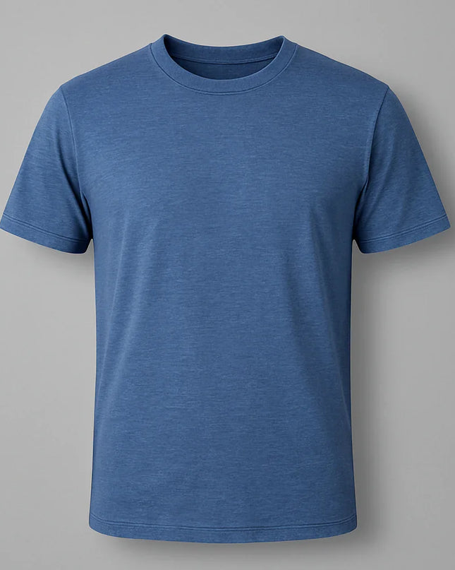 T-shirt uomo colore denim con maniche corte e girocollo