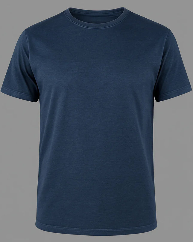 T-shirt blu navy in cotone ring spun con finitura vintage