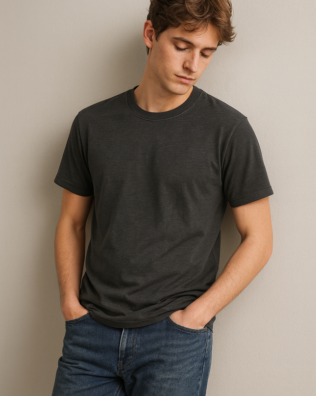 T-shirt Uomo 100% Cotone Lavaggio Stonewash – Girocollo e Manica Corta