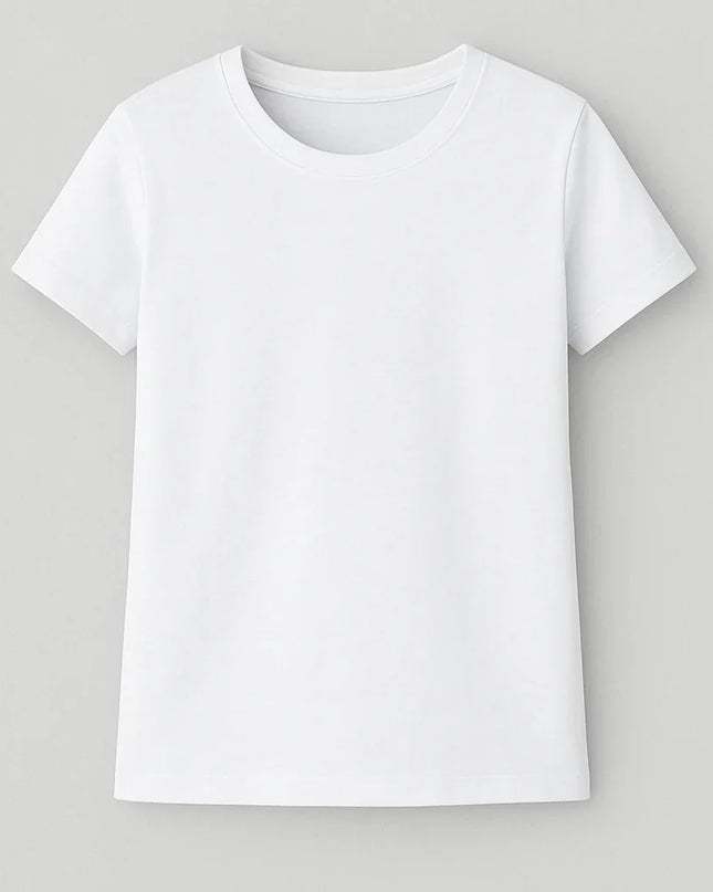 T-shirt bianca da uomo in cotone 100%, girocollo e manica corta