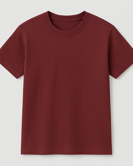 Maglietta bordeaux classica uomo, girocollo resistente