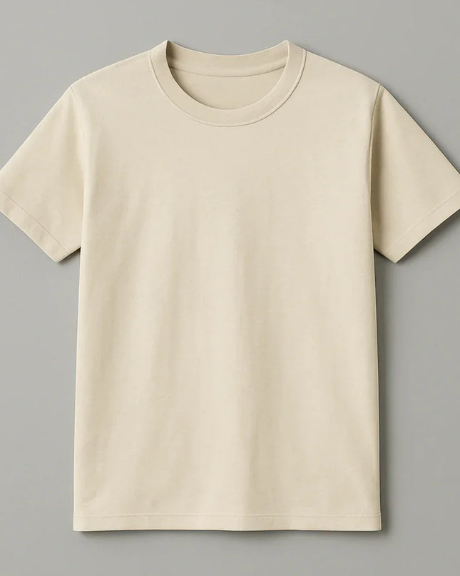 T-shirt ecru naturale uomo, in cotone ring spun
