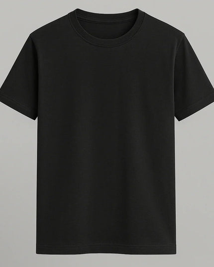 T-shirt nera uomo 100% cotone con doppia cucitura