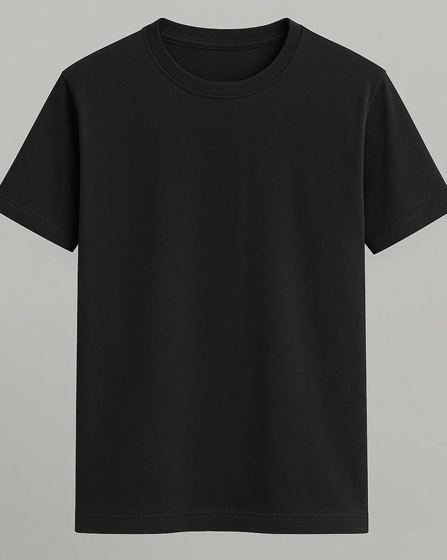 T-shirt nera uomo 100% cotone con doppia cucitura